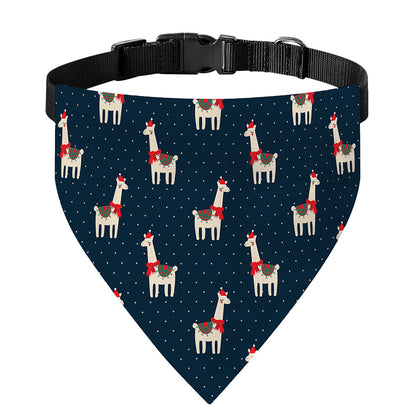 Santa Claus Llama Xmas Pattern Print Over The Collar Dog Bandana