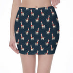 Santa Claus Llama Xmas Pattern Print Pencil Mini Skirt