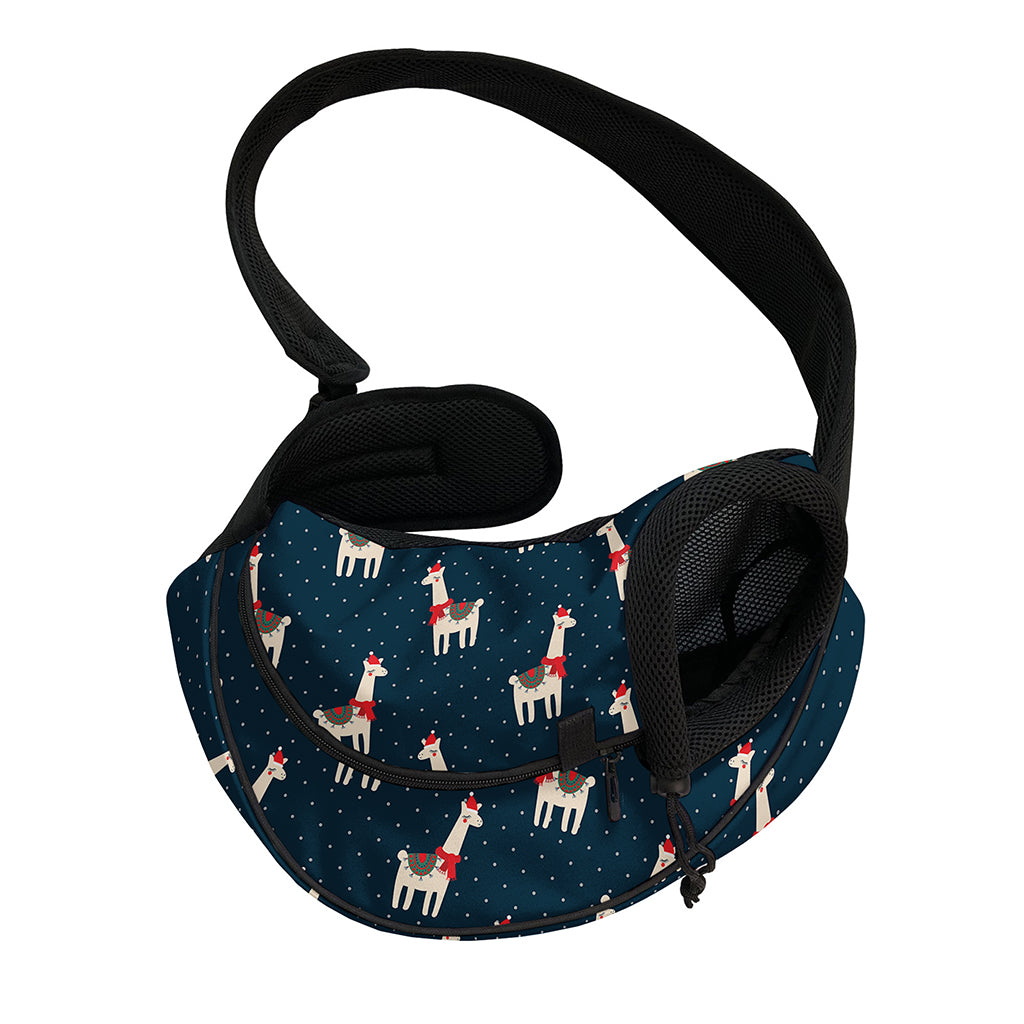 Santa Claus Llama Xmas Pattern Print Pet Sling Carrier
