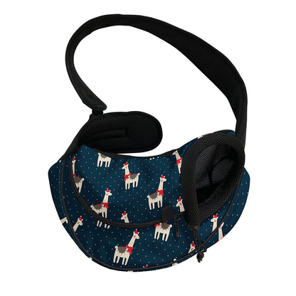 Santa Claus Llama Xmas Pattern Print Pet Sling Carrier