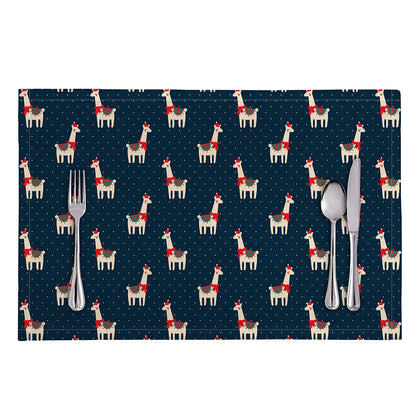 Santa Claus Llama Xmas Pattern Print Placemat