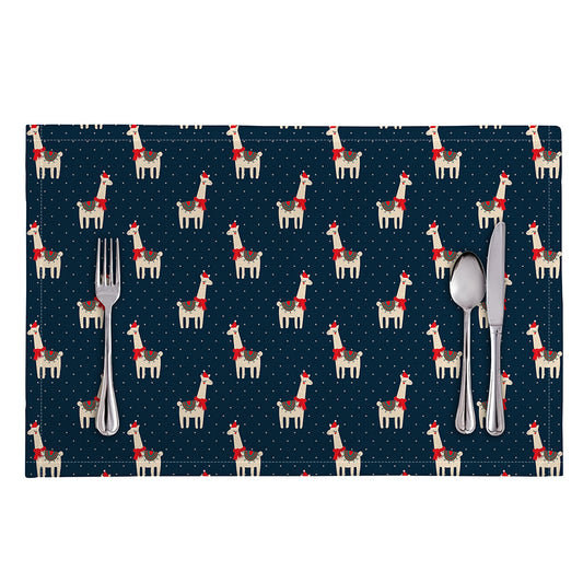 Santa Claus Llama Xmas Pattern Print Placemat