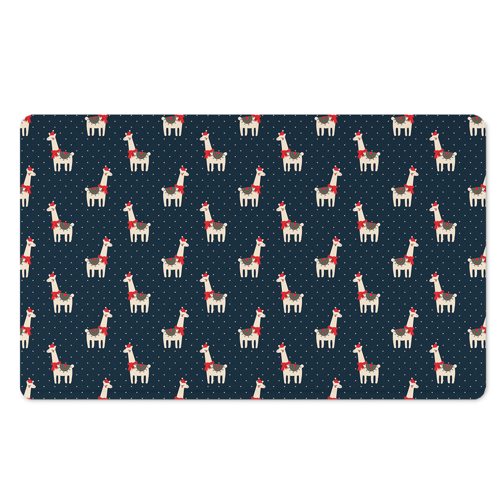Santa Claus Llama Xmas Pattern Print Polyester Doormat