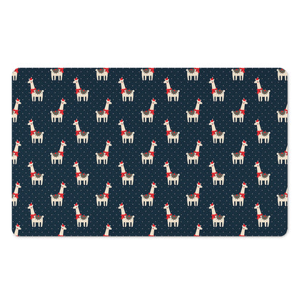 Santa Claus Llama Xmas Pattern Print Polyester Doormat