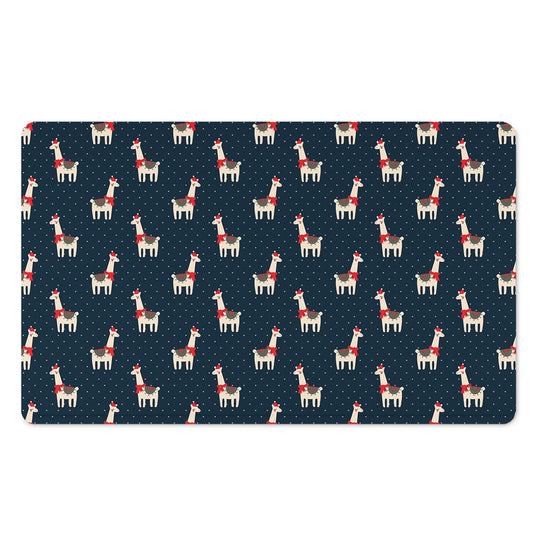 Santa Claus Llama Xmas Pattern Print Polyester Doormat
