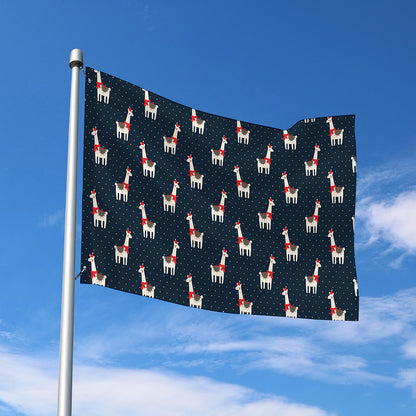 Santa Claus Llama Xmas Pattern Print Polyester Flag