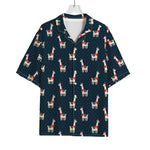 Santa Claus Llama Xmas Pattern Print Rayon Hawaiian Shirt