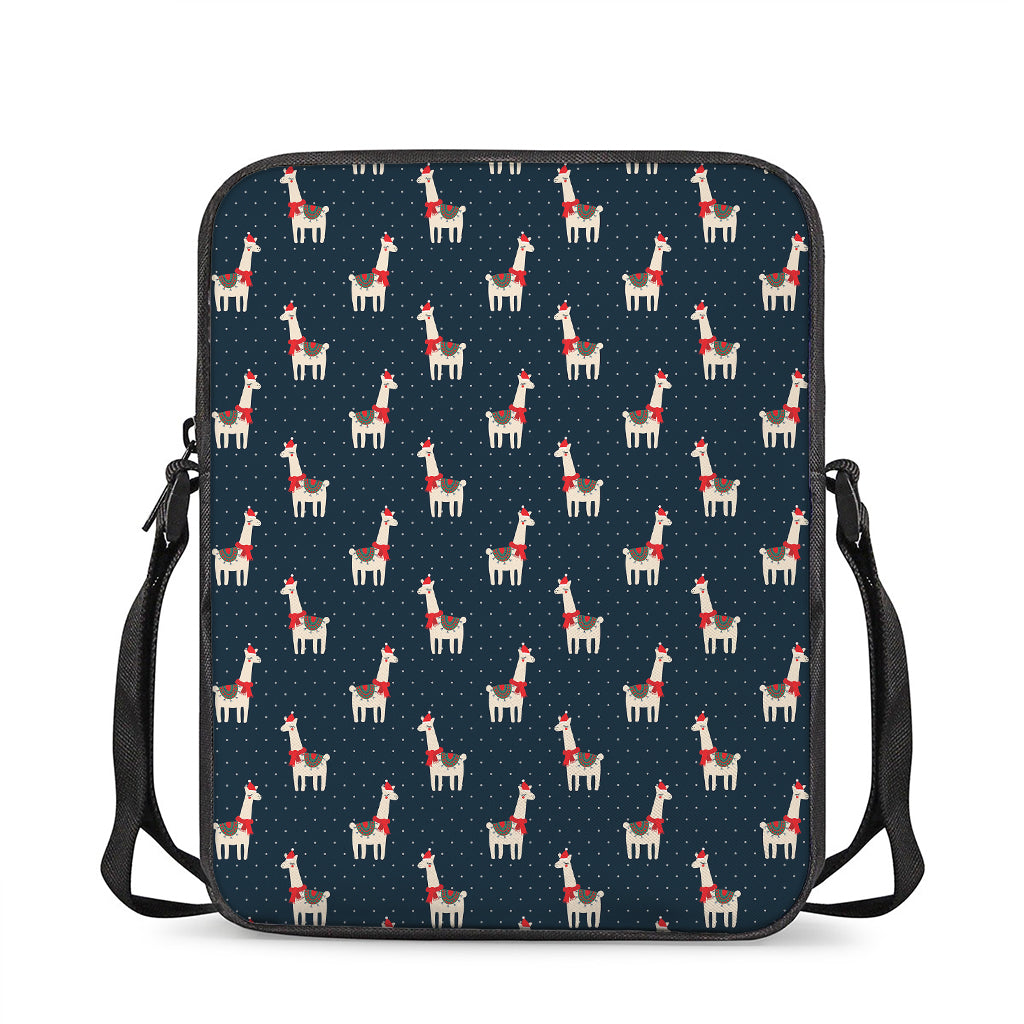 Santa Claus Llama Xmas Pattern Print Rectangular Crossbody Bag