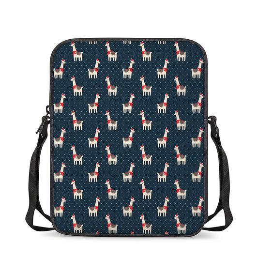 Santa Claus Llama Xmas Pattern Print Rectangular Crossbody Bag
