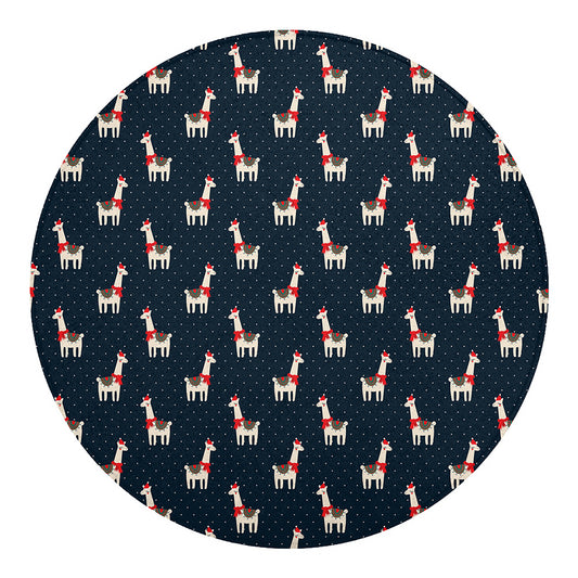 Santa Claus Llama Xmas Pattern Print Round Blanket