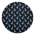 Santa Claus Llama Xmas Pattern Print Round Blanket