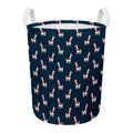 Santa Claus Llama Xmas Pattern Print Round Laundry Basket