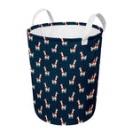 Santa Claus Llama Xmas Pattern Print Round Laundry Basket