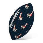 Santa Claus Llama Xmas Pattern Print Rugby Ball