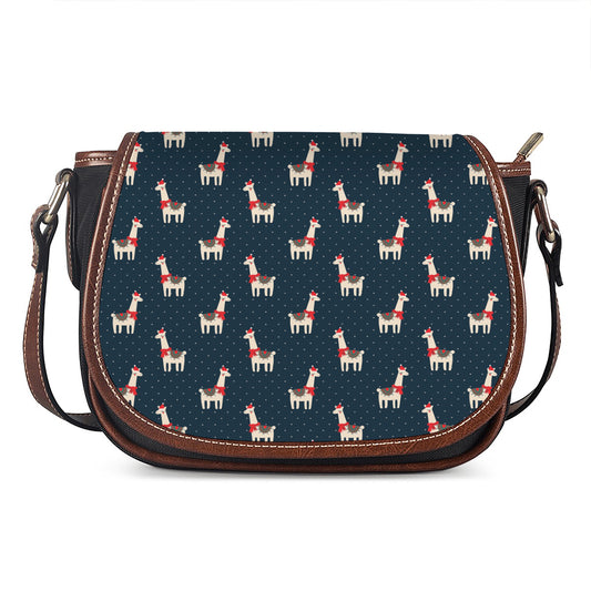 Santa Claus Llama Xmas Pattern Print Saddle Bag