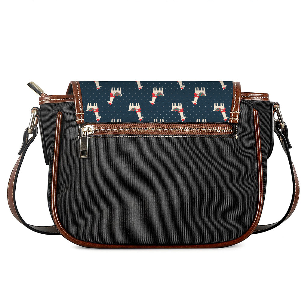 Santa Claus Llama Xmas Pattern Print Saddle Bag