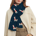 Santa Claus Llama Xmas Pattern Print Scarf