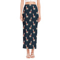 Santa Claus Llama Xmas Pattern Print Side Slit Maxi Skirt