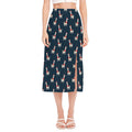 Santa Claus Llama Xmas Pattern Print Side Slit Midi Skirt