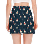Santa Claus Llama Xmas Pattern Print Side Slit Mini Skirt