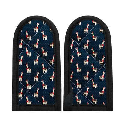 Santa Claus Llama Xmas Pattern Print Skillet Handle Cover