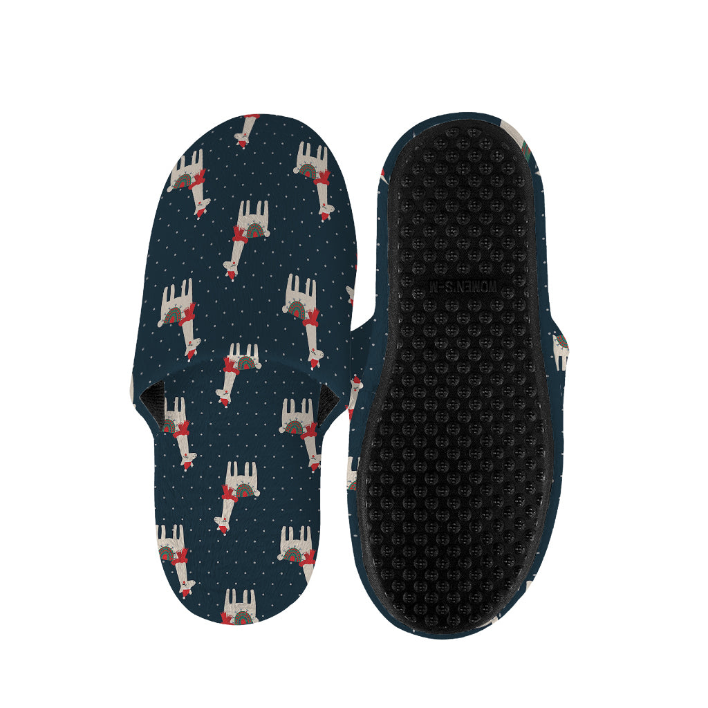 Santa Claus Llama Xmas Pattern Print Slippers
