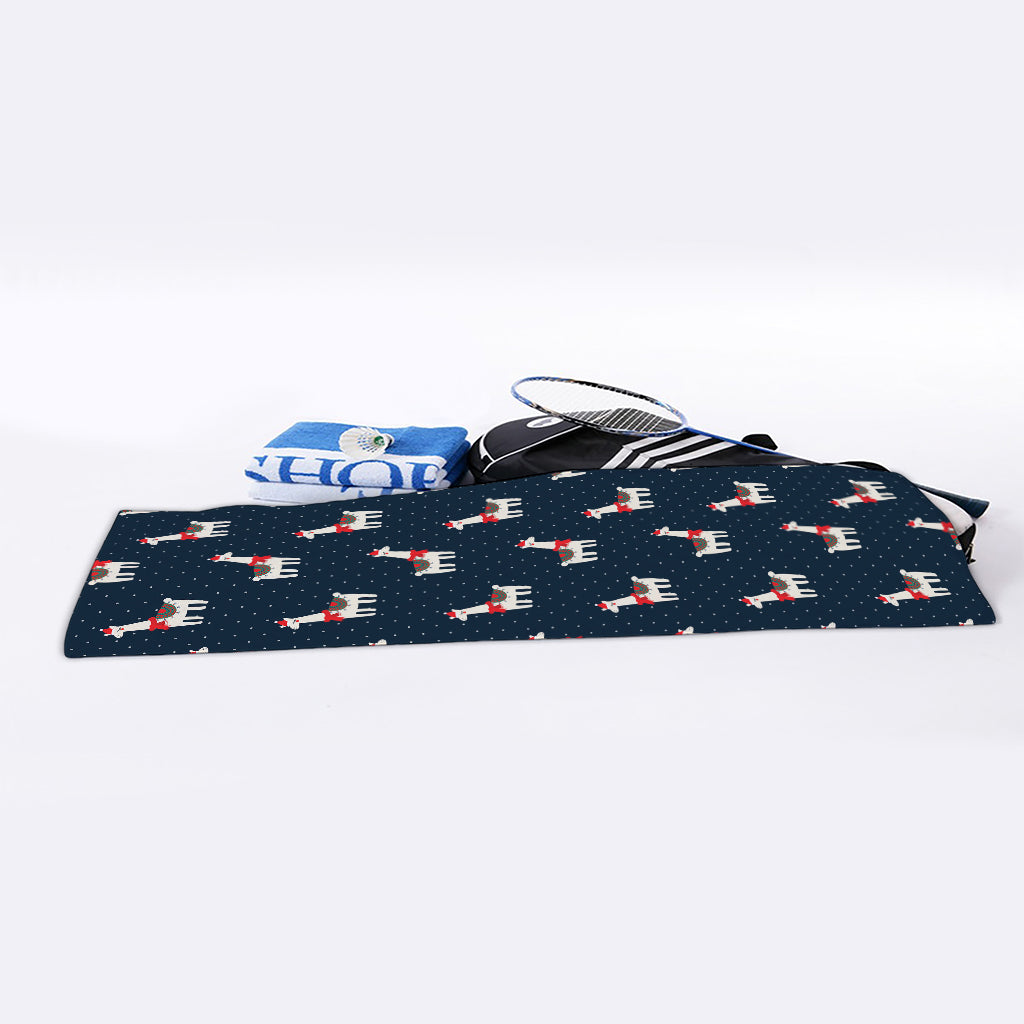 Santa Claus Llama Xmas Pattern Print Sports Towel
