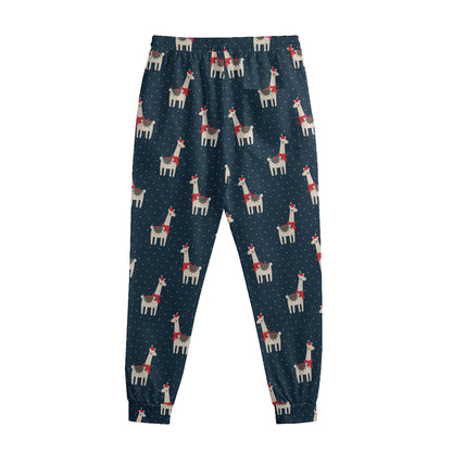 Santa Claus Llama Xmas Pattern Print Sweatpants