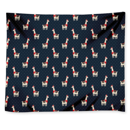 Santa Claus Llama Xmas Pattern Print Tapestry