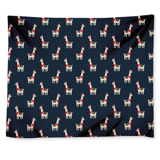 Santa Claus Llama Xmas Pattern Print Tapestry