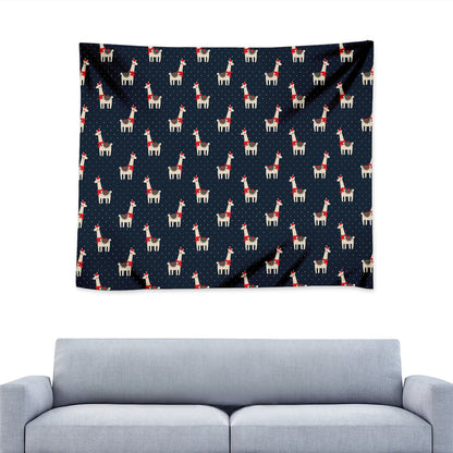Santa Claus Llama Xmas Pattern Print Tapestry