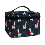 Santa Claus Llama Xmas Pattern Print Travel Makeup Bag