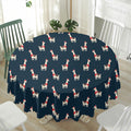Santa Claus Llama Xmas Pattern Print Waterproof Round Tablecloth