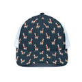 Santa Claus Llama Xmas Pattern Print White Mesh Trucker Hat