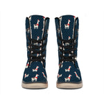 Santa Claus Llama Xmas Pattern Print Winter Boots