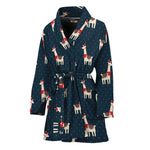 Santa Claus Llama Xmas Pattern Print Women's Bathrobe