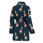 Santa Claus Llama Xmas Pattern Print Women's Bathrobe