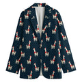 Santa Claus Llama Xmas Pattern Print Women's Blazer