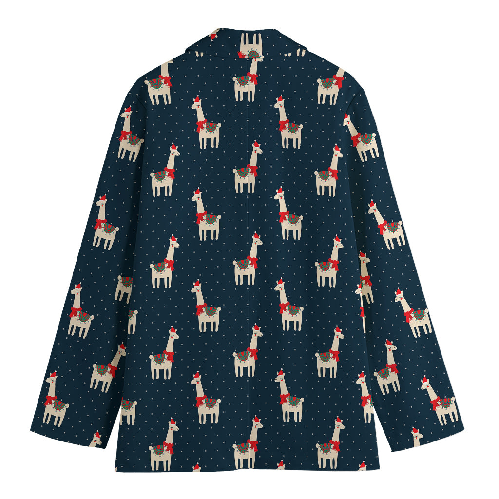 Santa Claus Llama Xmas Pattern Print Women's Blazer
