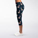 Santa Claus Llama Xmas Pattern Print Women's Capri Leggings