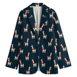 Santa Claus Llama Xmas Pattern Print Women's Cotton Blazer