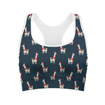 Santa Claus Llama Xmas Pattern Print Women's Sports Bra