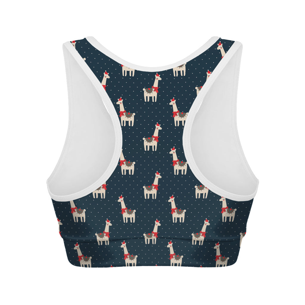 Santa Claus Llama Xmas Pattern Print Women's Sports Bra