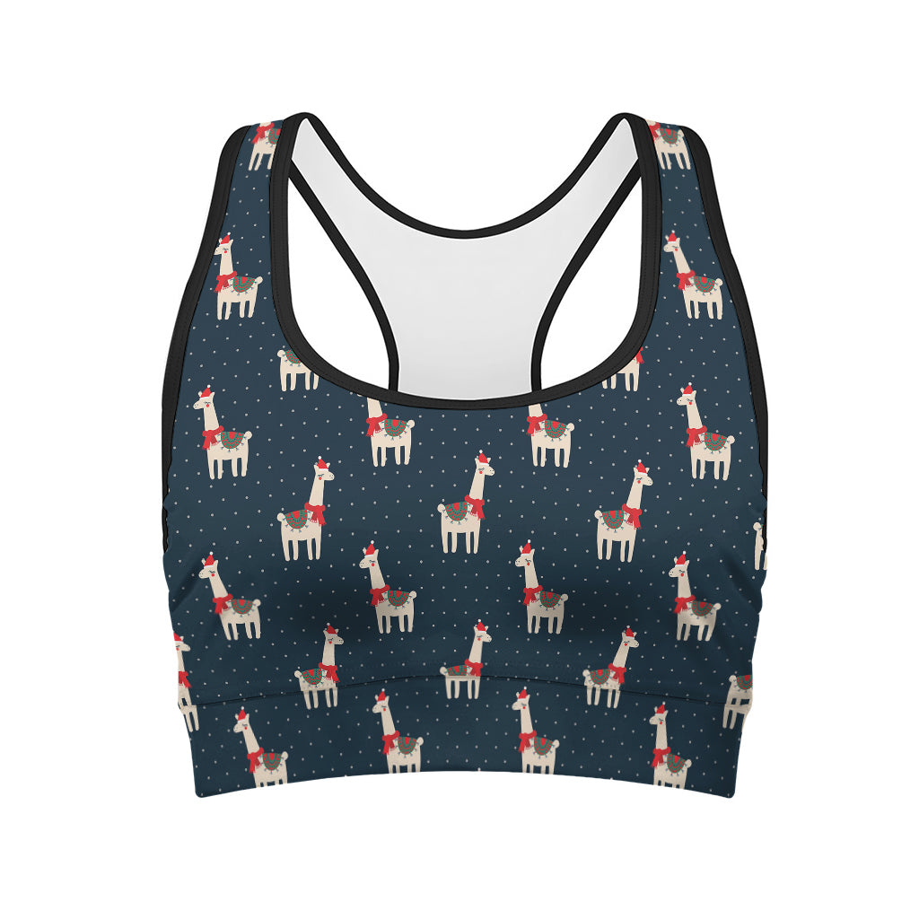 Santa Claus Llama Xmas Pattern Print Women's Sports Bra