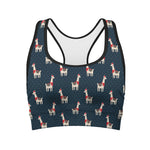 Santa Claus Llama Xmas Pattern Print Women's Sports Bra