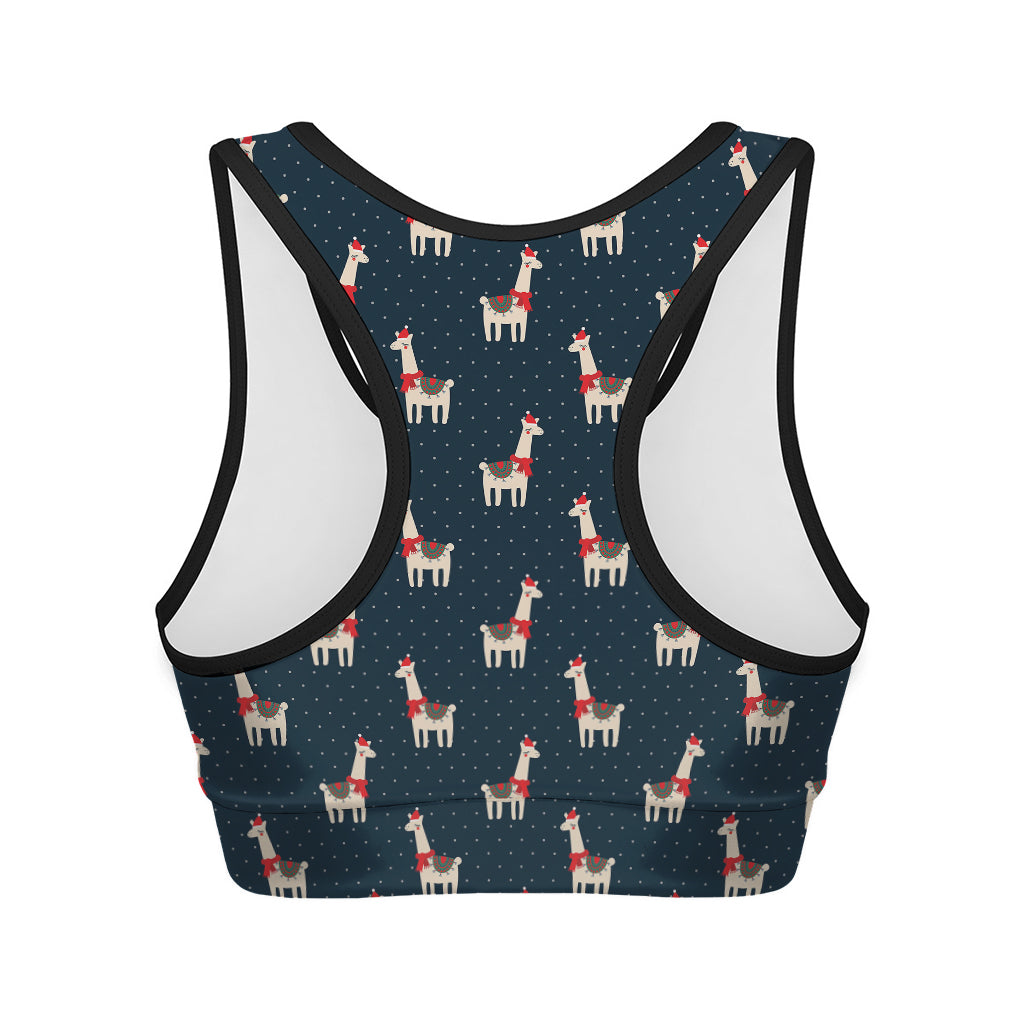 Santa Claus Llama Xmas Pattern Print Women's Sports Bra