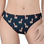 Santa Claus Llama Xmas Pattern Print Women's Thong