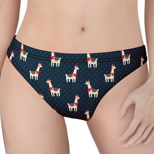 Santa Claus Llama Xmas Pattern Print Women's Thong