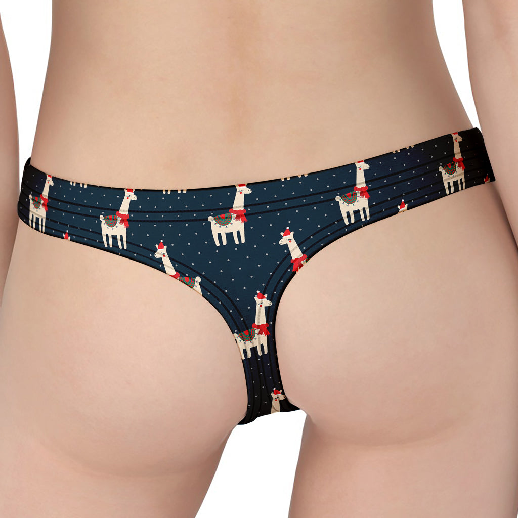 Santa Claus Llama Xmas Pattern Print Women's Thong