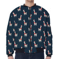 Santa Claus Llama Xmas Pattern Print Zip Sleeve Bomber Jacket